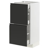 METOD / MAXIMERA base cab with 2 fronts/3 drawers, white/Upplöv matt anthracite, 40x37 cm