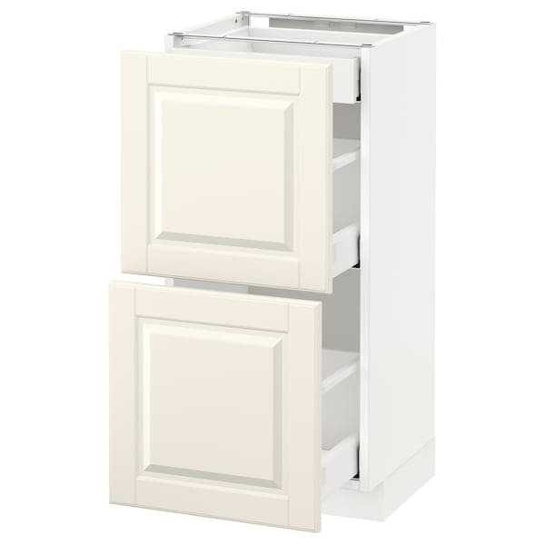 METOD / MAXIMERA - Base cab with 2 fronts/3 drawers, white/Bodbyn off-white, 40x37 cm - best price from Maltashopper.com 09113352