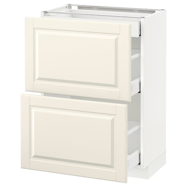 Ikea METOD / MAXIMERA - Base cab with 2 fronts/3 drawers, white/Bodbyn off-white, 60x37 cm