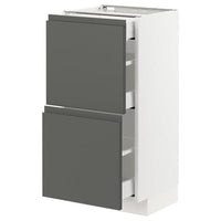 METOD / MAXIMERA base cab with 2 fronts/3 drawers, white/Voxtorp dark grey, 40x37 cm