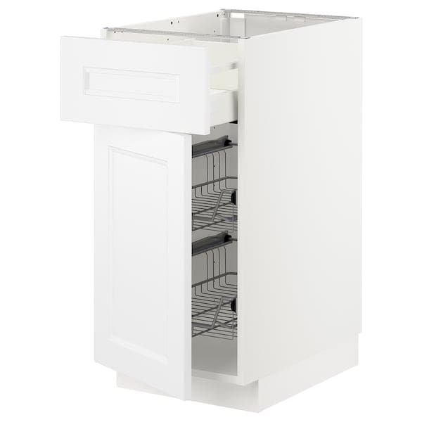 Ikea METOD / MAXIMERA - Base cab w wire basket/drawer/door, white/Axstad matt white, 40x60 cm