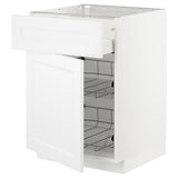 METOD / MAXIMERA base cab w wire basket/drawer/door, white/Axstad matt white, 60x60 cm