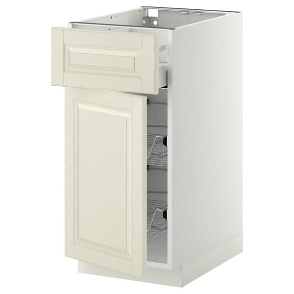 METOD / MAXIMERA - Base cab w wire basket/drawer/door, white/Bodbyn off-white, 40x60 cm - best price from Maltashopper.com 49465173