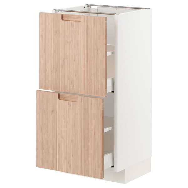 Ikea METOD / MAXIMERA - Base cabinet with 2 drawers, white/Fröjered light bamboo , 40x37 cm