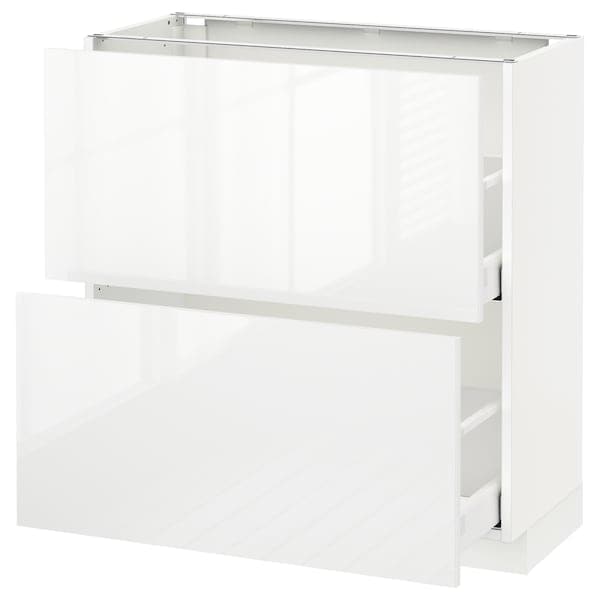 Ikea METOD / MAXIMERA - Base cabinet with 2 drawers, white/Ringhult white, 80x37 cm