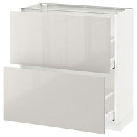 METOD / MAXIMERA base cabinet with 2 drawers, white/Ringhult light grey, 80x37 cm