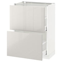 METOD / MAXIMERA base cabinet with 2 drawers, white/Ringhult light grey, 60x37 cm