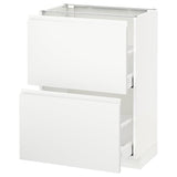 METOD / MAXIMERA base cabinet with 2 drawers, white/Voxtorp matt white, 60x37 cm