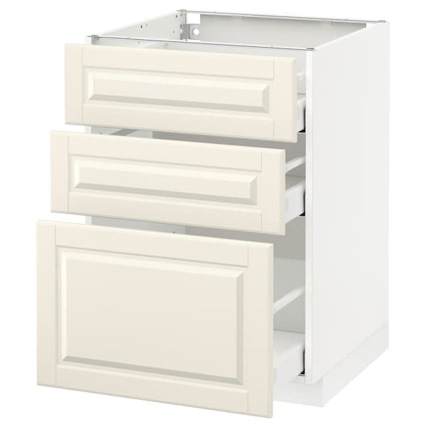 Ikea METOD / MAXIMERA - Base cabinet with 3 drawers, white/Bodbyn off-white, 60x60 cm