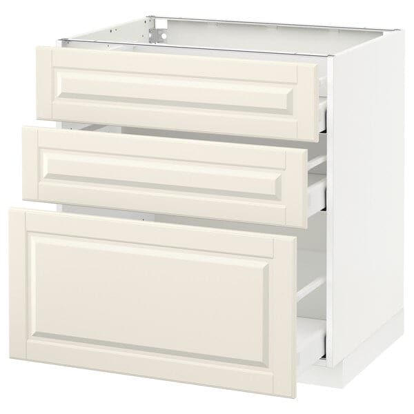Ikea METOD / MAXIMERA - Base cabinet with 3 drawers, white/Bodbyn off-white, 80x60 cm