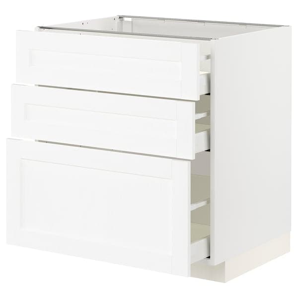Ikea METOD / MAXIMERA - Base cabinet with 3 drawers, white Enköping/white wood effect, 80x60 cm
