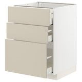 METOD / MAXIMERA base cabinet with 3 drawers, white/Havstorp beige, 60x60 cm