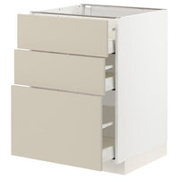 METOD / MAXIMERA base cabinet with 3 drawers, white/Havstorp beige, 60x60 cm
