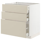 METOD / MAXIMERA base cabinet with 3 drawers, white/Havstorp beige, 80x60 cm