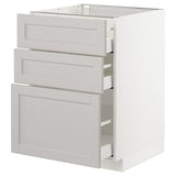 METOD / MAXIMERA base cabinet with 3 drawers, white/Lerhyttan light grey, 60x60 cm
