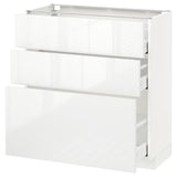 METOD / MAXIMERA base cabinet with 3 drawers, white/Ringhult white, 80x37 cm