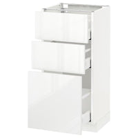 METOD / MAXIMERA base cabinet with 3 drawers, white/Ringhult white, 40x37 cm