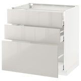 METOD / MAXIMERA base cabinet with 3 drawers, white/Ringhult light grey, 80x60 cm