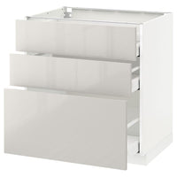 METOD / MAXIMERA base cabinet with 3 drawers, white/Ringhult light grey, 80x60 cm