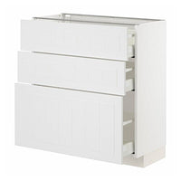METOD / MAXIMERA base cabinet with 3 drawers, white/Stensund white, 80x37 cm