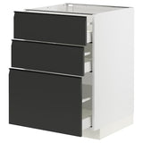METOD / MAXIMERA base cabinet with 3 drawers, white/Upplöv matt anthracite, 60x60 cm