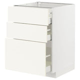 METOD / MAXIMERA base cabinet with 3 drawers, white/Vallstena white, 60x60 cm
