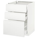 METOD / MAXIMERA base cabinet with 3 drawers, white/Voxtorp matt white, 60x60 cm