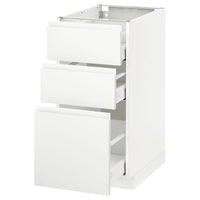 METOD / MAXIMERA base cabinet with 3 drawers, white/Voxtorp matt white, 40x60 cm