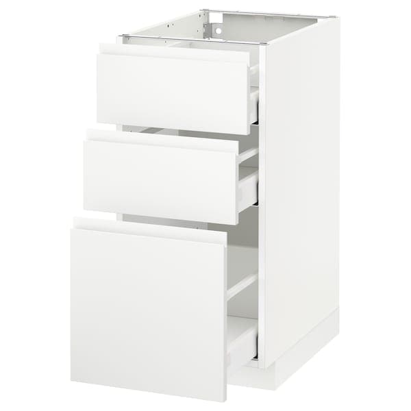 Ikea METOD / MAXIMERA - Base cabinet with 3 drawers, white/Voxtorp matt white, 40x60 cm
