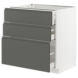 METOD / MAXIMERA base cabinet with 3 drawers, white/Voxtorp dark grey, 80x60 cm