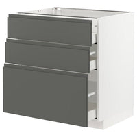 METOD / MAXIMERA base cabinet with 3 drawers, white/Voxtorp dark grey, 80x60 cm