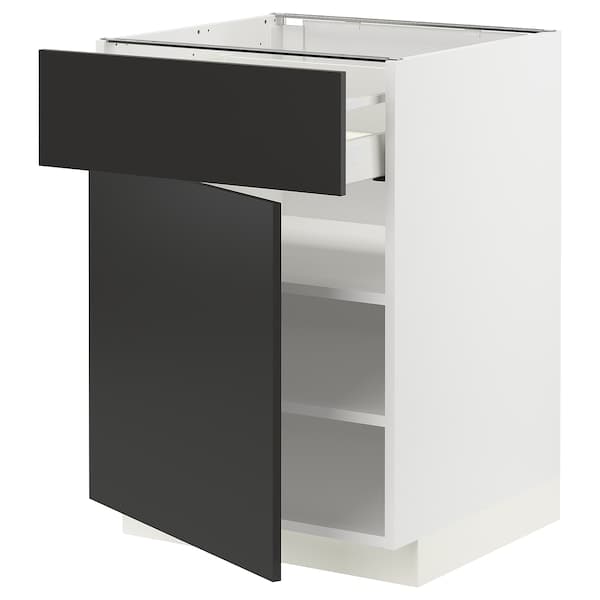 Ikea METOD / MAXIMERA - Base cabinet with drawer/door, white/Nickebo matt anthracite, 60x60 cm