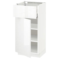 METOD / MAXIMERA base cabinet with drawer/door, white/Ringhult white, 40x37 cm