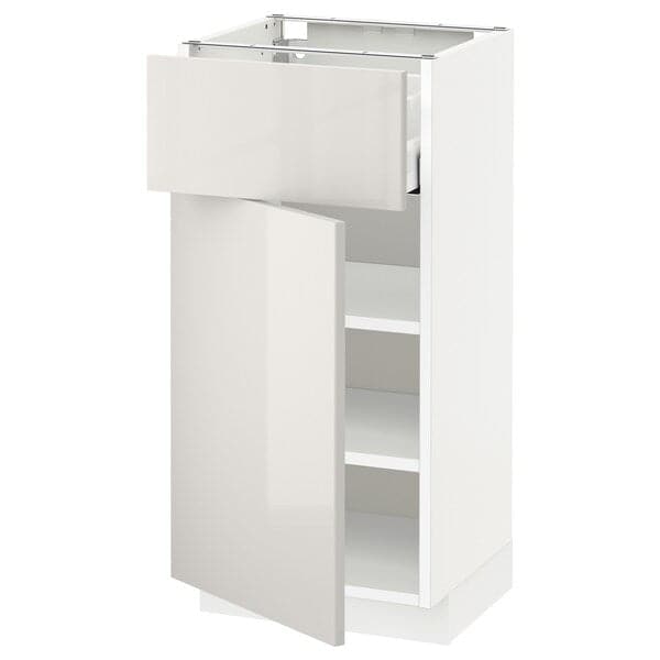 METOD / MAXIMERA - Base cabinet with drawer/door, white/Ringhult light grey, 40x37 cm - best price from Maltashopper.com 59468741