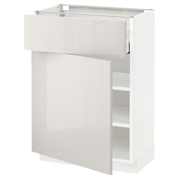 Ikea METOD / MAXIMERA - Base cabinet with drawer/door, white/Ringhult light grey, 60x37 cm