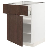 METOD / MAXIMERA base cabinet with drawer/door, white/Sinarp brown, 60x60 cm