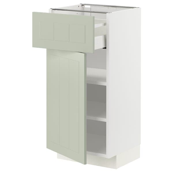Ikea METOD / MAXIMERA - Base cabinet with drawer/door, white/Stensund light green, 40x37 cm