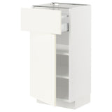 METOD / MAXIMERA base cabinet with drawer/door, white/Vallstena white, 40x37 cm