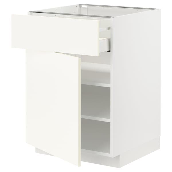 Ikea METOD / MAXIMERA - Base cabinet with drawer/door, white/Vallstena white, 60x60 cm