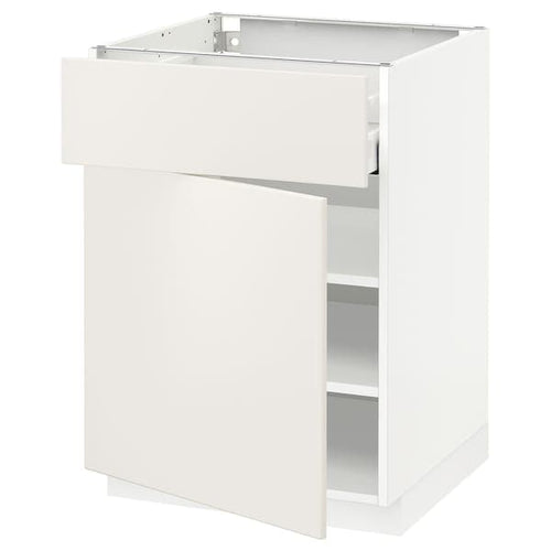 METOD / MAXIMERA - Base cabinet with drawer/door, white/Veddinge white, 60x60 cm