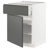 METOD / MAXIMERA base cabinet with drawer/door, white/Voxtorp dark grey, 60x60 cm