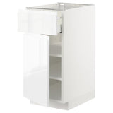 METOD / MAXIMERA base cabinet with drawer/door, white/Voxtorp high-gloss/white, 40x60 cm