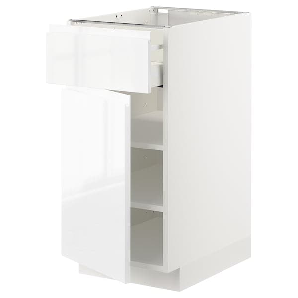 Ikea METOD / MAXIMERA - Base cabinet with drawer/door, white/Voxtorp high-gloss/white, 40x60 cm