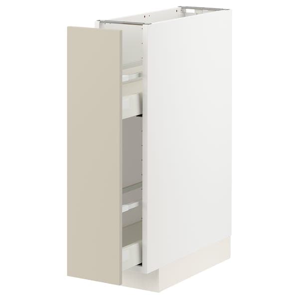Ikea METOD / MAXIMERA - Base cabinet/pull-out int fittings, white/Havstorp beige, 20x60 cm