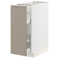 METOD / MAXIMERA base cabinet/pull-out int fittings, white/Upplöv matt dark beige, 30x60 cm