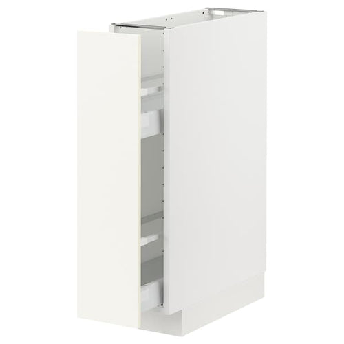 METOD / MAXIMERA - Base cabinet/pull-out int fittings, white/Vallstena white, 20x60 cm