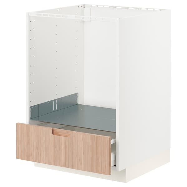Ikea METOD / MAXIMERA - Base cabinet for oven with drawer, white/Fröjered light bamboo, 60x60 cm