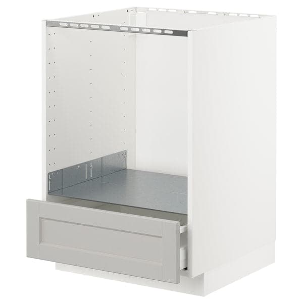 Ikea METOD / MAXIMERA - Base cabinet for oven with drawer, white/Lerhyttan light grey, 60x60 cm