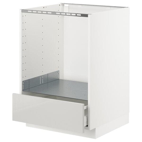 METOD / MAXIMERA - Base cabinet for oven with drawer, white/Ringhult light grey, 60x60 cm - best price from Maltashopper.com 69168563