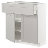 METOD / MAXIMERA base cabinet with drawer/2 doors, white/Lerhyttan light grey, 80x37 cm